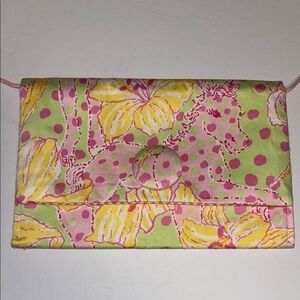 LILY PULITZER PINK YELLOW GREEN “LILLIES FOR FILLIES”CLOTH VINTAGE CROSSBODY